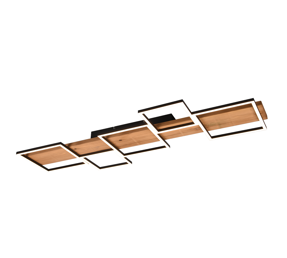 Harper LED ceiling lamp 115 cm matt black/wood — 622910532