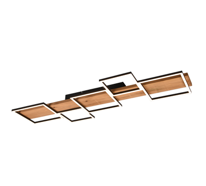 Harper LED ceiling lamp 115 cm matt black/wood — 622910532