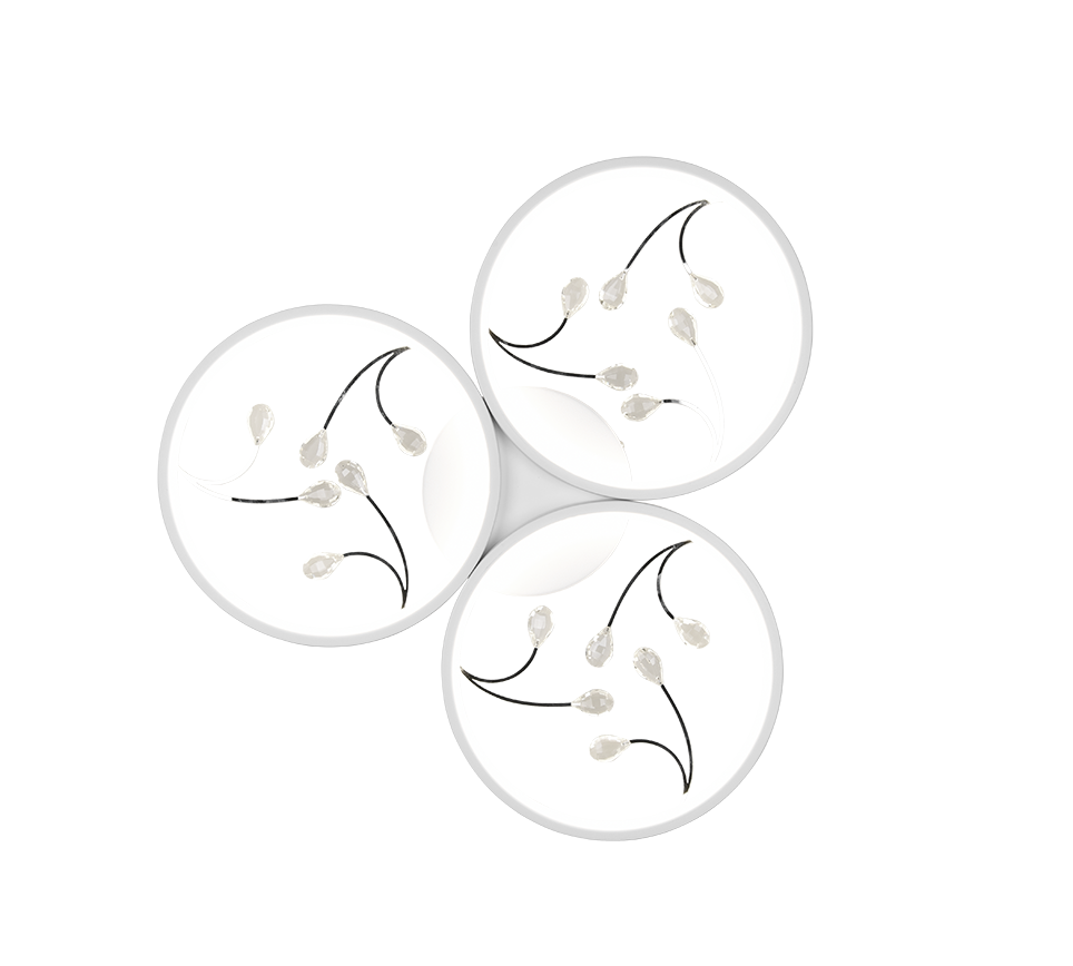 Groovy LED ceiling lamp 3-pc matt white/chrome — 642110331
