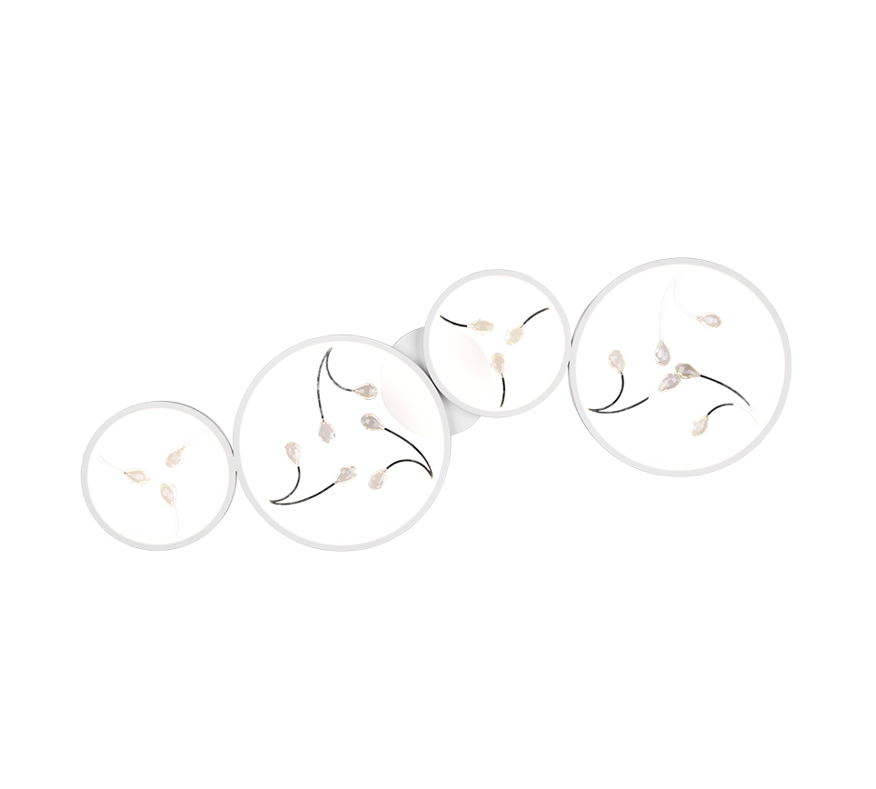 Groovy LED ceiling lamp 4-pc matt white/chrome — 642110431