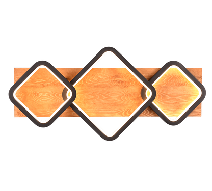 Rama LED ceiling lamp 3-pc matt black/wood — 643210332