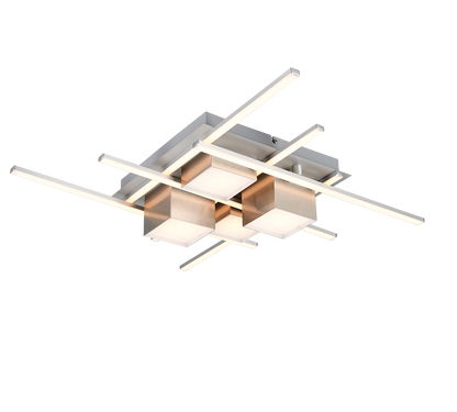 Roger LED ceiling lamp brushed steel — 647810407