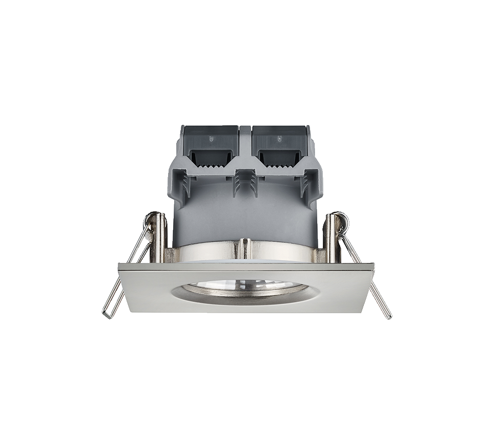 Zagros LED recessed spotlight IP65 brushed steel square — 650610107