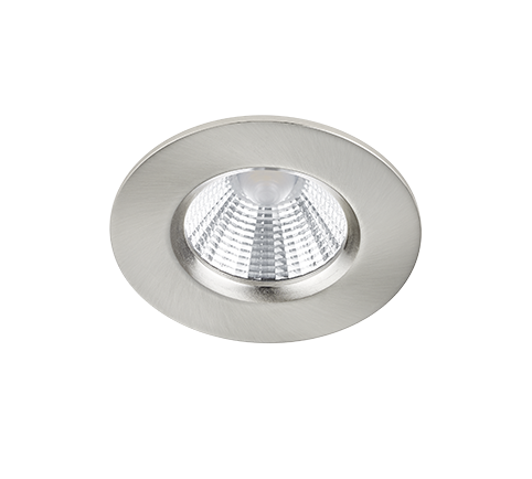 Zagros LED recessed spotlight IP65 brushed steel round — 650710107
