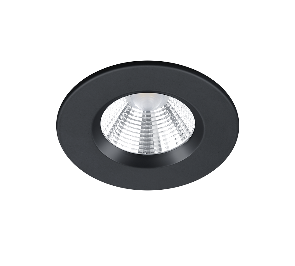 Zagros LED recessed spotlight IP65 matt black round — 650710132