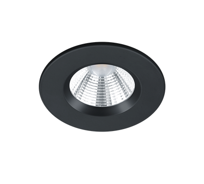 Zagros LED recessed spotlight IP65 matt black round — 650710132