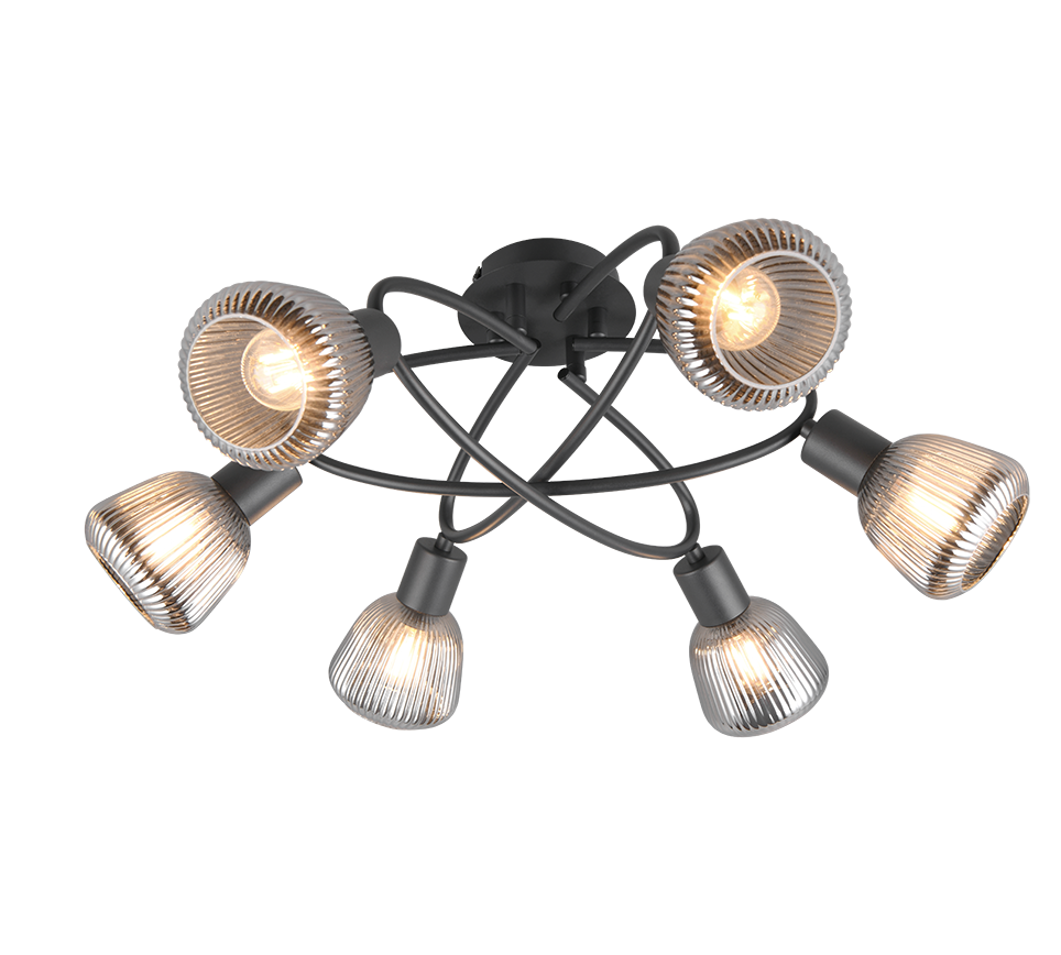 Tarifa ceiling lamp 6-pc E14 matt black/chrome plated — 662800632