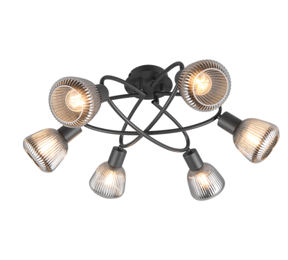 Tarifa ceiling lamp 6-pc E14 matt black/chrome plated — 662800632