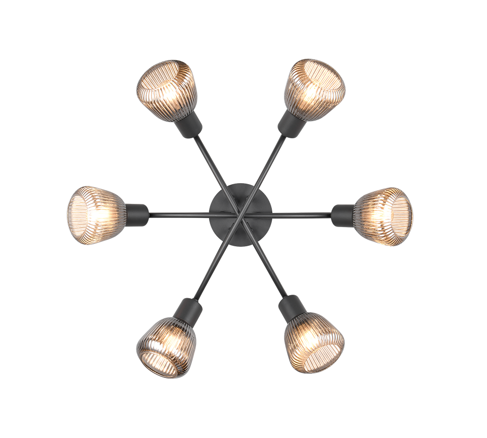 Tarifa ceiling lamp 6-pc E14 matt black/chrome plated — 662800632
