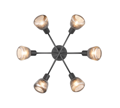 Tarifa ceiling lamp 6-pc E14 matt black/chrome plated — 662800632