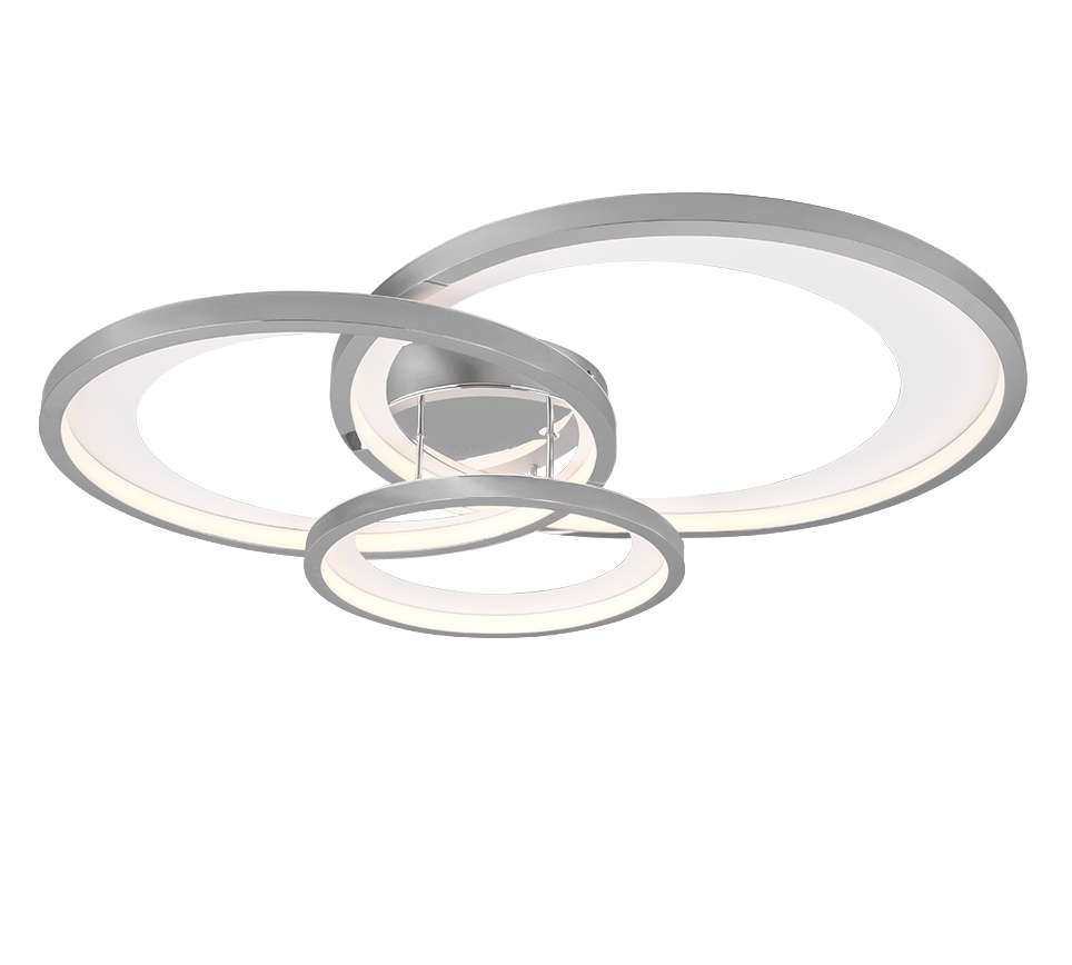 Granada LED ceiling lamp 3-pc 71 cm matt white/chrome — 673810306
