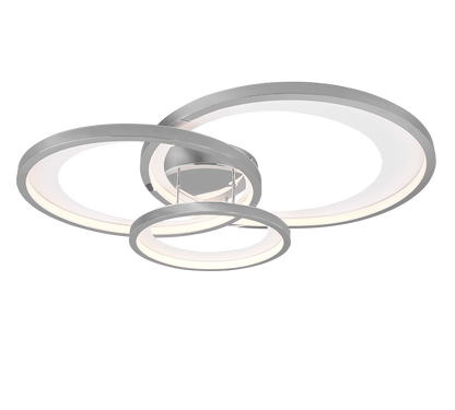 Granada LED ceiling lamp 3-pc 71 cm matt white/chrome — 673810306