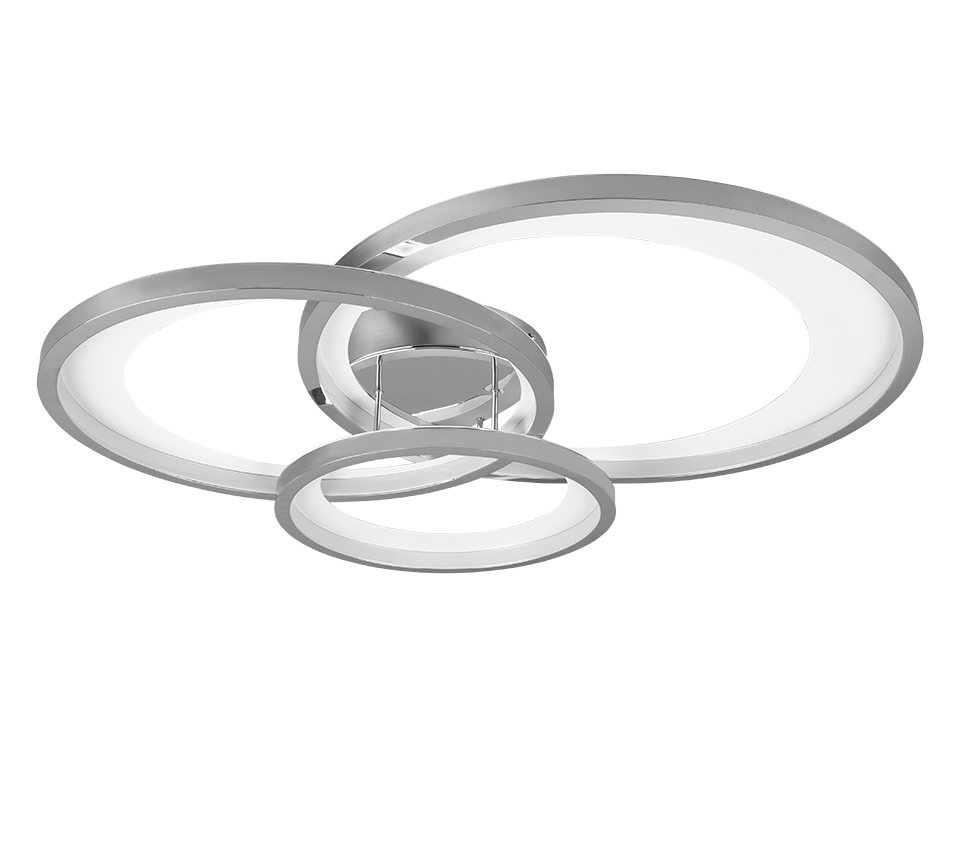 Granada LED ceiling lamp 3-pc 71 cm matt white/chrome — 673810306