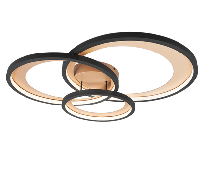 Granada LED ceiling lamp 3-pc 71 cm matt black/gold — 673810332