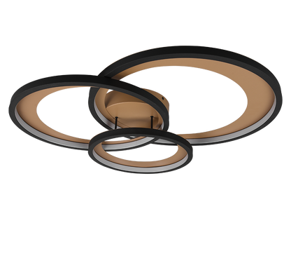 Granada LED ceiling lamp 3-pc 71 cm matt black/gold — 673810332