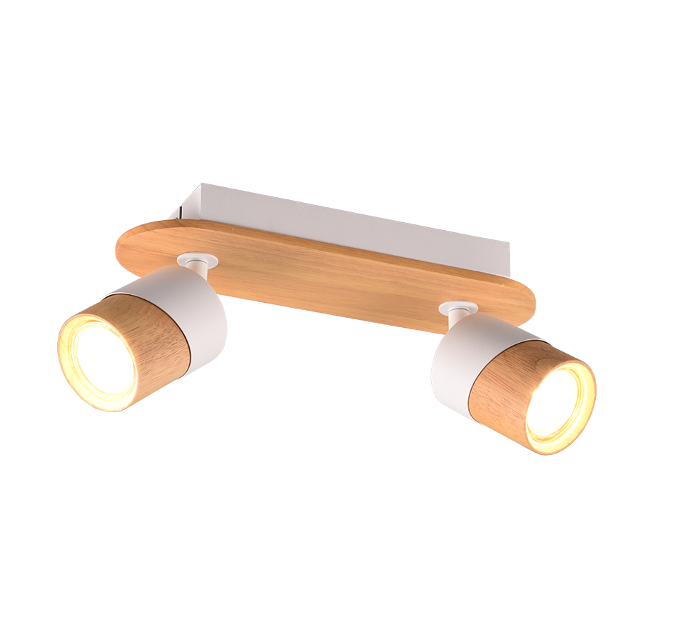 Aruni spotlight 2-pc GU10 wood/matt white — 801100231