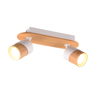 Aruni spotlight 2-pc GU10 wood/matt white — 801100231