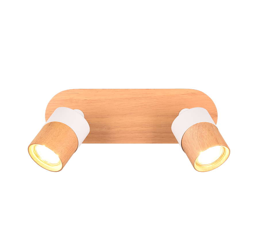 Aruni spotlight 2-pc GU10 wood/matt white — 801100231