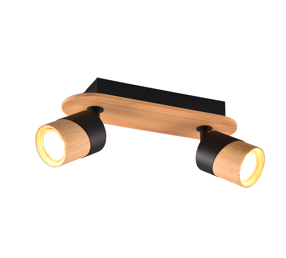 Aruni spotlight 2-pc GU10 wood/matt black — 801100232