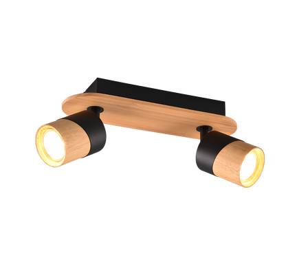 Aruni spotlight 2-pc GU10 wood/matt black — 801100232