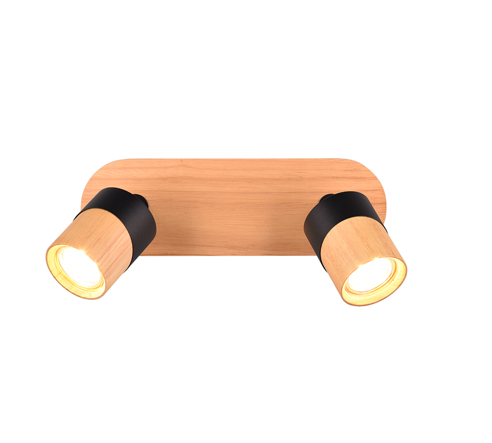 Aruni spotlight 2-pc GU10 wood/matt black — 801100232