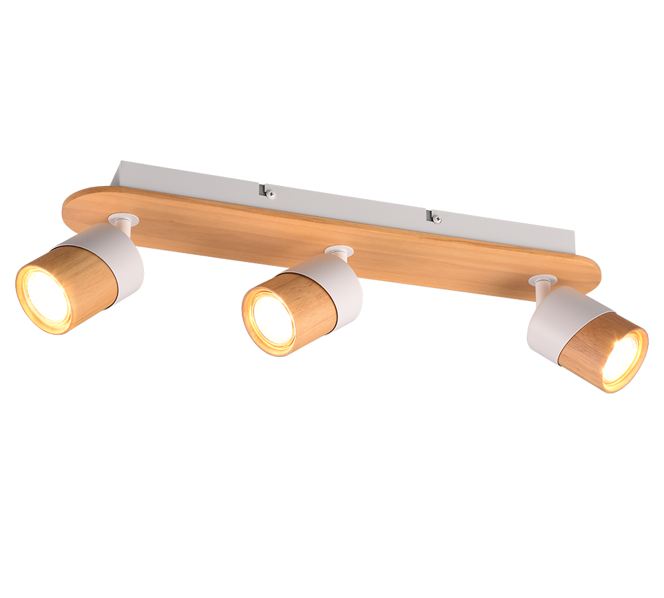 Aruni spotlight 3-pc GU10 wood/matt white — 801100331