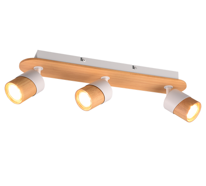 Aruni spotlight 3-pc GU10 wood/matt white — 801100331