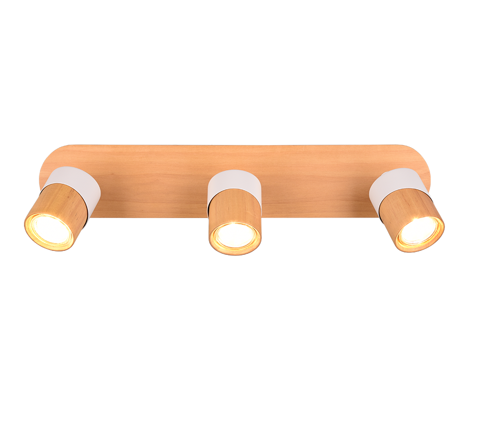 Aruni spotlight 3-pc GU10 wood/matt white — 801100331
