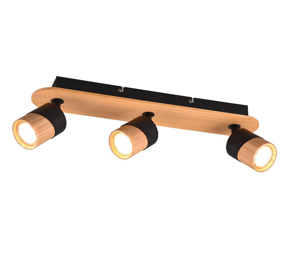 Aruni spotlight 3-pc GU10 wood/matt black — 801100332