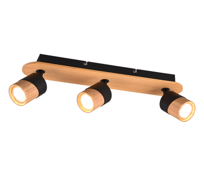 Aruni spotlight 3-pc GU10 wood/matt black — 801100332