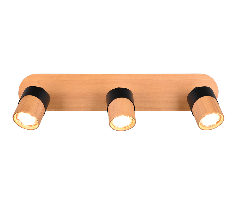Aruni spotlight 3-pc GU10 wood/matt black — 801100332