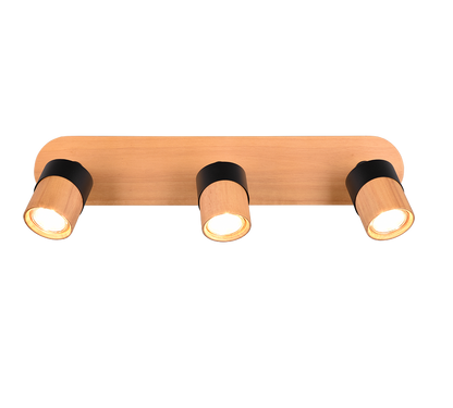Aruni spotlight 3-pc GU10 wood/matt black — 801100332
