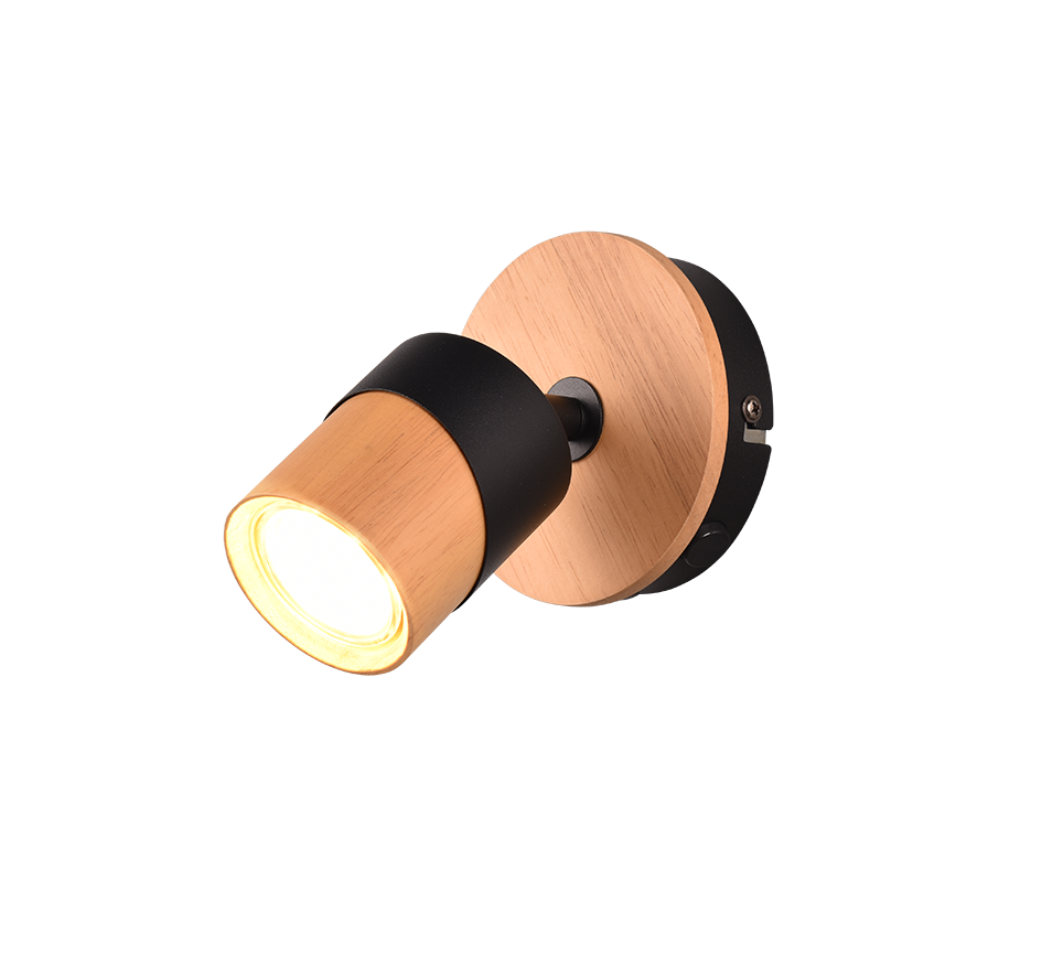Aruni spotlight 1-pc GU10 wood/matt black — 801170132