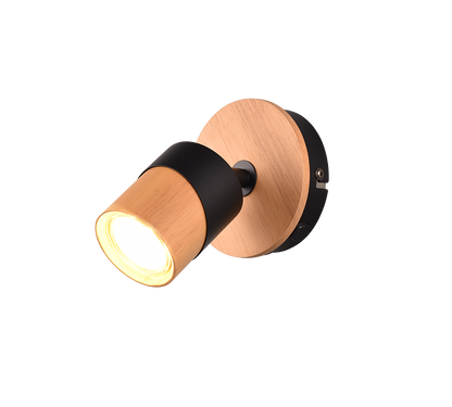 Aruni spotlight 1-pc GU10 wood/matt black — 801170132