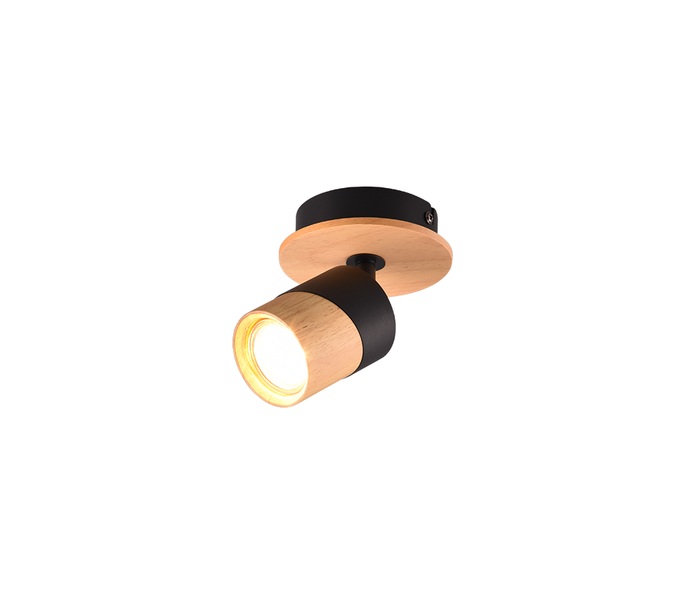 Aruni spotlight 1-pc GU10 wood/matt black — 801170132