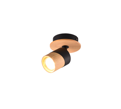 Aruni spotlight 1-pc GU10 wood/matt black — 801170132