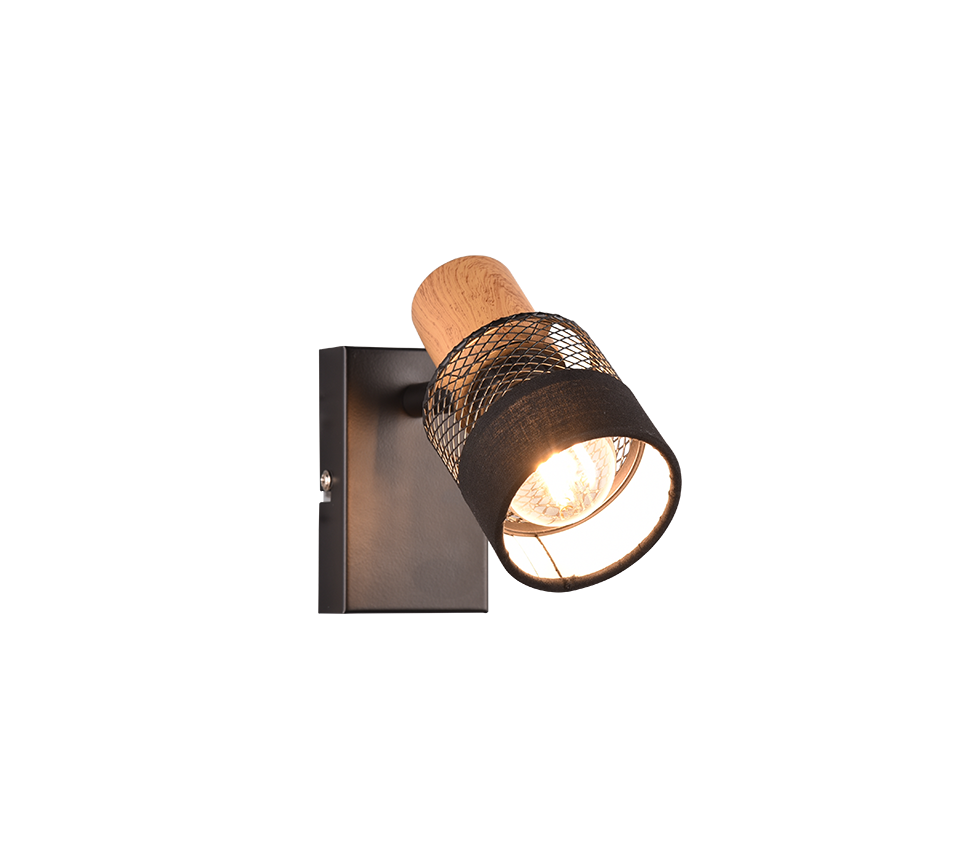Nandini spot E14 matt black/wood — 811700132