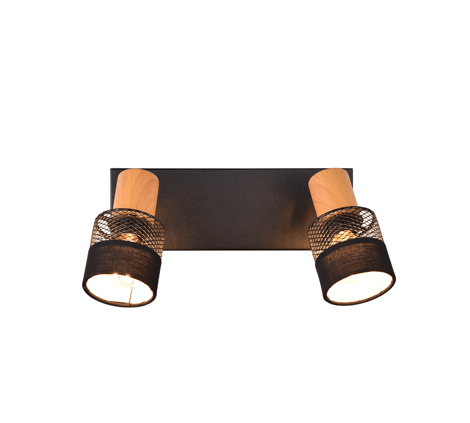 Nandini spot 2-pc E14 matt black/wood — 811700232