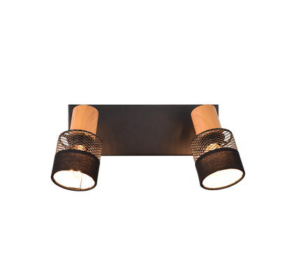 Nandini spot 2-pc E14 matt black/wood — 811700232