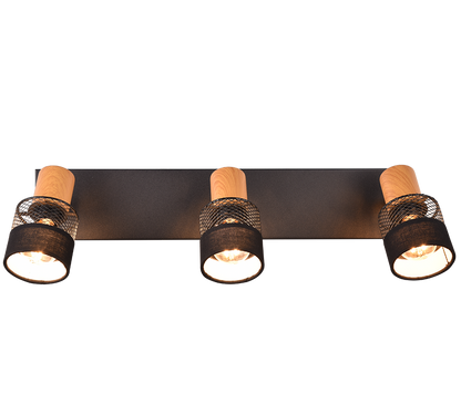 Nandini spot 3-pc E14 matt black/wood — 811700332