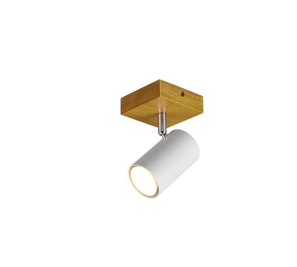 Marley spotlight 1-pc GU10 matt white/wood — 812400131