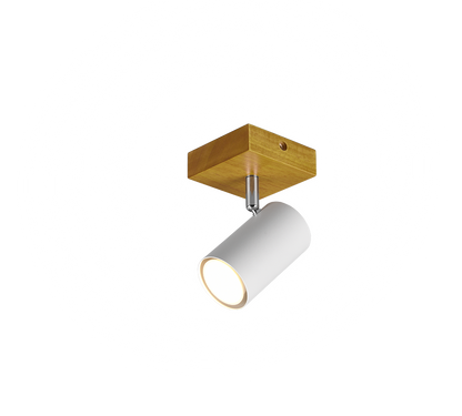 Marley spotlight 1-pc GU10 matt white/wood — 812400131