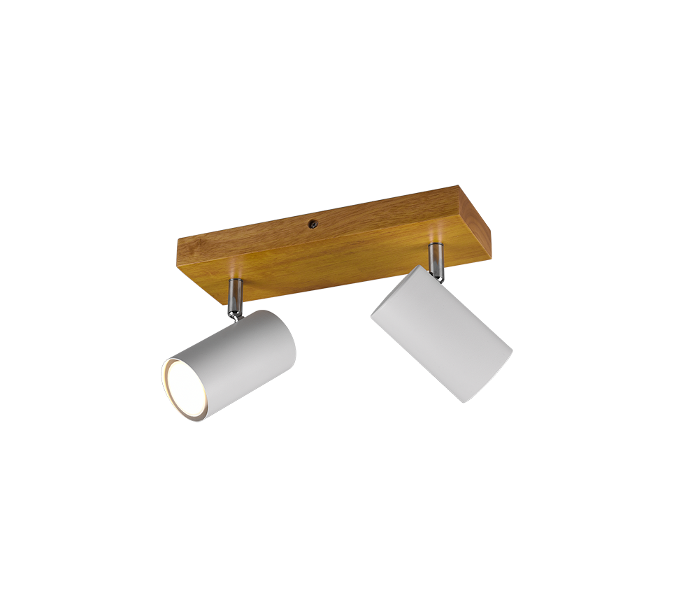 Marley spotlight 2-pc GU10 matt white/wood — 812400231