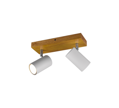 Marley spotlight 2-pc GU10 matt white/wood — 812400231