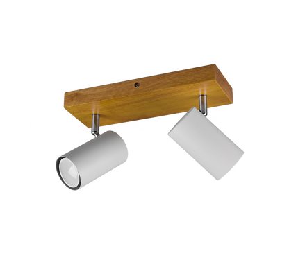 Marley spotlight 2-pc GU10 matt white/wood — 812400231