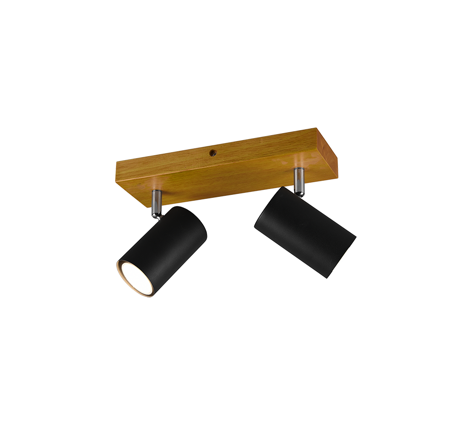 Marley spotlight 2-pc GU10 matt black/wood — 812400232