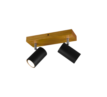 Marley spotlight 2-pc GU10 matt black/wood — 812400232