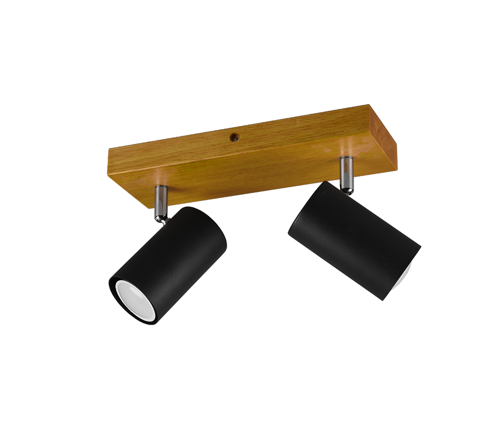 Marley spotlight 2-pc GU10 matt black/wood — 812400232