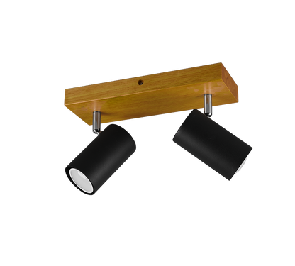 Marley spotlight 2-pc GU10 matt black/wood — 812400232