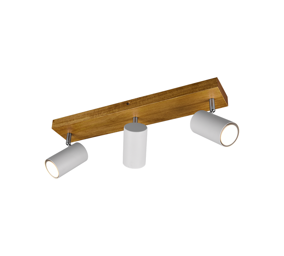 Marley spotlight 3-pc GU10 matt white/wood — 812400331